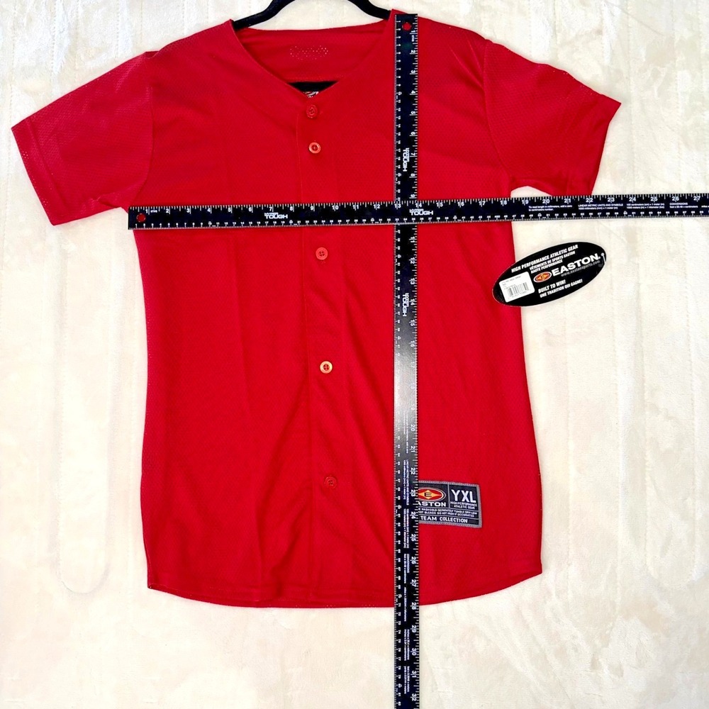 Easton Youth XL (YXL) Red Mesh Baseball Jersey Button Up Team Collection NWT - Picture 9 of 10